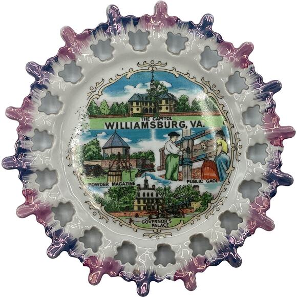 Vintage WILLIAMSBURG Landmarks Collectible Souvenir 8" Plate Decor Memorabilia - Picture 1 of 7